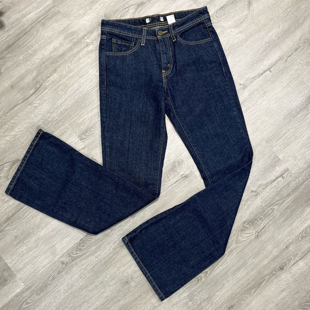 Dark Wash Bootcut Jeans Size 8 Contrast Stitching 100% Cotton Women’s